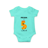 Celebrate The Fifth Month Birthday Custom Romper, Featuring with your Baby's name - ARCTIC BLUE - 0 - 3 Months Old (Chest 16")