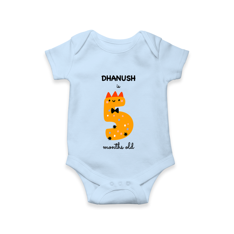 Celebrate Your Baby's 5-Month Journey With Our Beautifully Customized Baby Romper, Perfect For Capturing Magical Memories - BABY BLUE - 0 - 3 Months Old (Chest 16")