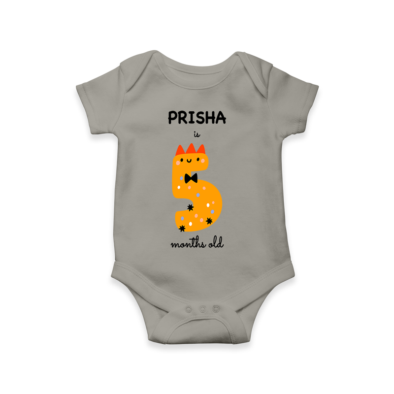 Celebrate The Fifth Month Birthday Custom Romper, Featuring with your Baby's name - GREY - 0 - 3 Months Old (Chest 16")