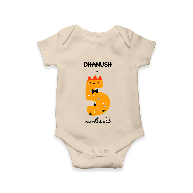 Celebrate Your Baby's 5-Month Journey With Our Beautifully Customized Baby Romper, Perfect For Capturing Magical Memories - IVORY - 0 - 3 Months Old (Chest 16")