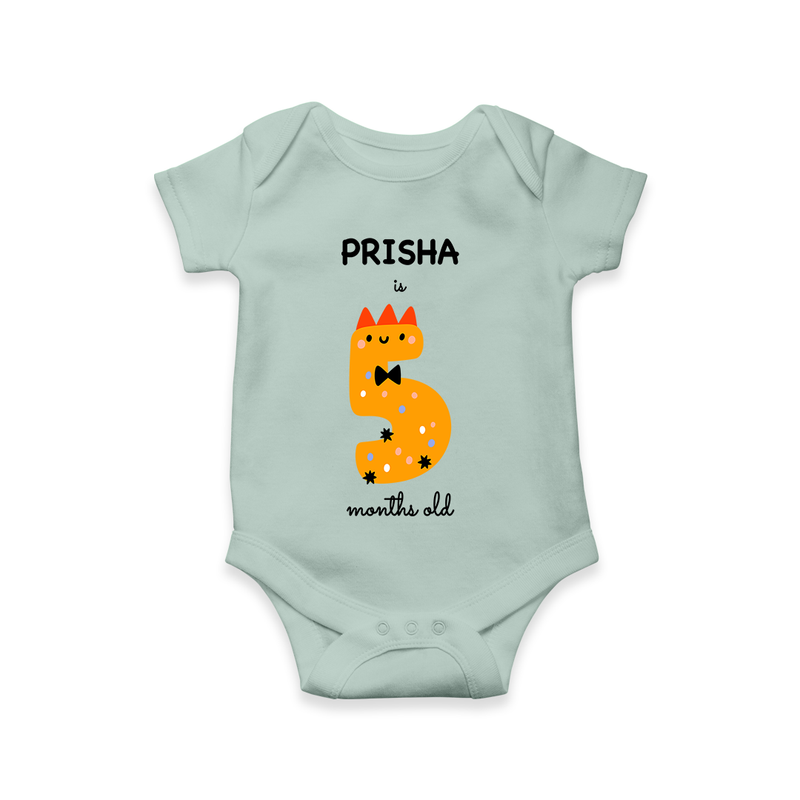 Celebrate The Fifth Month Birthday Custom Romper, Featuring with your Baby's name - MINT GREEN - 0 - 3 Months Old (Chest 16")
