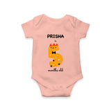Celebrate The Fifth Month Birthday Custom Romper, Featuring with your Baby's name - PEACH - 0 - 3 Months Old (Chest 16")