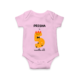 Celebrate The Fifth Month Birthday Custom Romper, Featuring with your Baby's name - PINK - 0 - 3 Months Old (Chest 16")