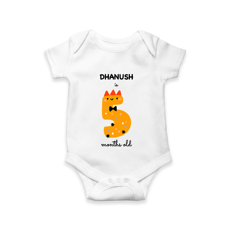 Celebrate Your Baby's 5-Month Journey With Our Beautifully Customized Baby Romper, Perfect For Capturing Magical Memories - WHITE - 0 - 3 Months Old (Chest 16")