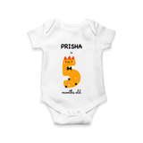 Celebrate The Fifth Month Birthday Custom Romper, Featuring with your Baby's name - WHITE - 0 - 3 Months Old (Chest 16")