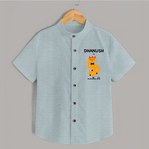 Milestone Shirt for 5th Month | Soft Cotton Personalized Shirt | Unisex Design - ARCTIC BLUE - 0 - 6 Months Old (Chest 23")