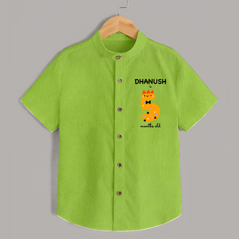 Milestone Shirt for 5th Month | Soft Cotton Personalized Shirt | Unisex Design - LIME GREEN - 0 - 6 Months Old (Chest 23")