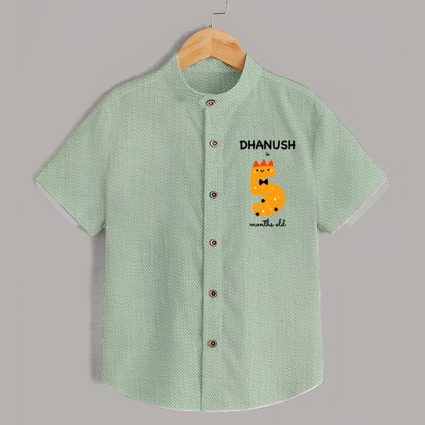 Milestone Shirt for 5th Month | Soft Cotton Personalized Shirt | Unisex Design - MINT GREEN - 0 - 6 Months Old (Chest 23")