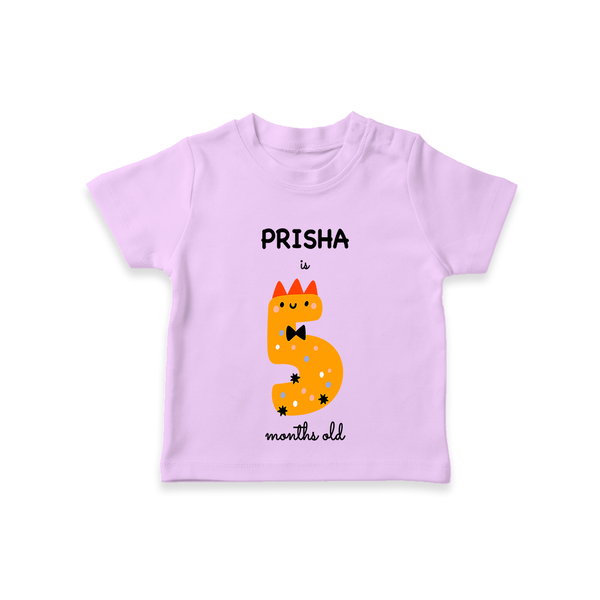Celebrate The Fifth Month Birthday Custom T-Shirt, Featuring with your Baby's name - LILAC - 0 - 5 Months Old (Chest 17")