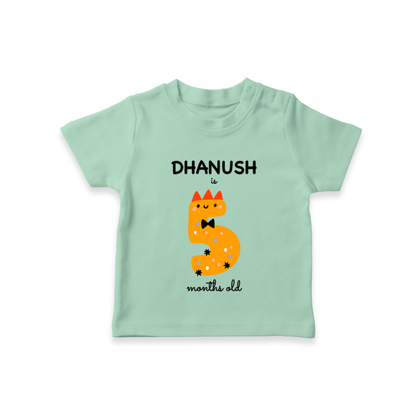 Milestone T-Shirt for 5th Month | Soft Cotton Personalized T-Shirt | Unisex Design - MINT GREEN - 0-5 Months Old (Chest 17")