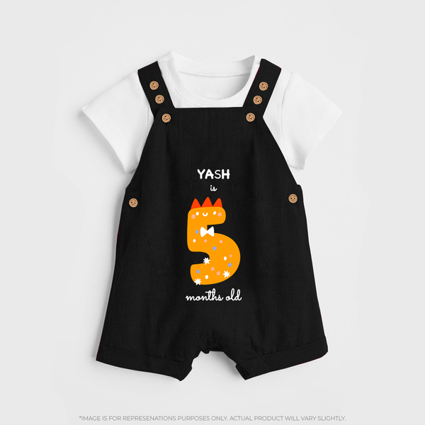 Celebrate Your Baby's 5-Month Journey With Our Beautifully Customized Baby Dungaree Set, Perfect For Capturing Magical Memories - BLACK - 0 - 5 Months Old (Chest 18")