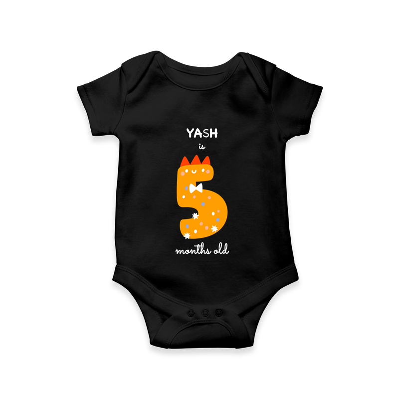 Celebrate Your Baby's 5-Month Journey With Our Beautifully Customized Baby Romper, Perfect For Capturing Magical Memories - BLACK - 0 - 3 Months Old (Chest 16")