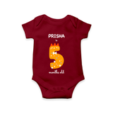 Celebrate The Fifth Month Birthday Custom Romper, Featuring with your Baby's name - MAROON - 0 - 3 Months Old (Chest 16")