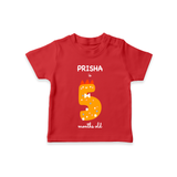 Celebrate The Fifth Month Birthday Custom T-Shirt, Featuring with your Baby's name - RED - 0 - 5 Months Old (Chest 17")