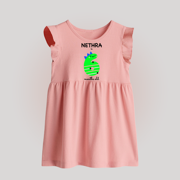 Milestone Baby Frock for 6th Month | Soft Cotton Personalized Baby Frock | Unisex Design - BABY PINK - 0 - 3 Months Old (Chest 17")