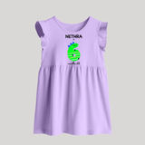 Milestone Baby Frock for 6th Month | Soft Cotton Personalized Baby Frock | Unisex Design - LILAC - 0 - 3 Months Old (Chest 17")