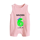 Milestone Romper Suit/ Sleeveless Romper for 6th Month | Soft Cotton Personalized Romper Suit/ Sleeveless Romper | Unisex Design - BABY PINK - 0 - 5 Months Old (Chest 18")