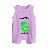 Milestone Romper Suit/ Sleeveless Romper for 6th Month | Soft Cotton Personalized Romper Suit/ Sleeveless Romper | Unisex Design - LILAC - 0 - 5 Months Old (Chest 18")