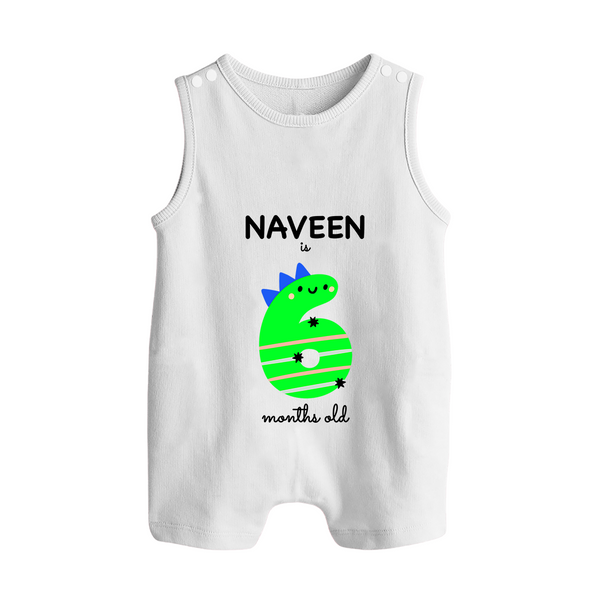Milestone Romper Suit/ Sleeveless Romper for 6th Month | Soft Cotton Personalized Romper Suit/ Sleeveless Romper | Unisex Design - WHITE - 0 - 5 Months Old (Chest 18")