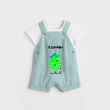 Celebrate The Sixth Month Birthday Custom Dungaree, Featuring with your Baby's name - ARCTIC BLUE - 0 - 5 Months Old (Chest 17")