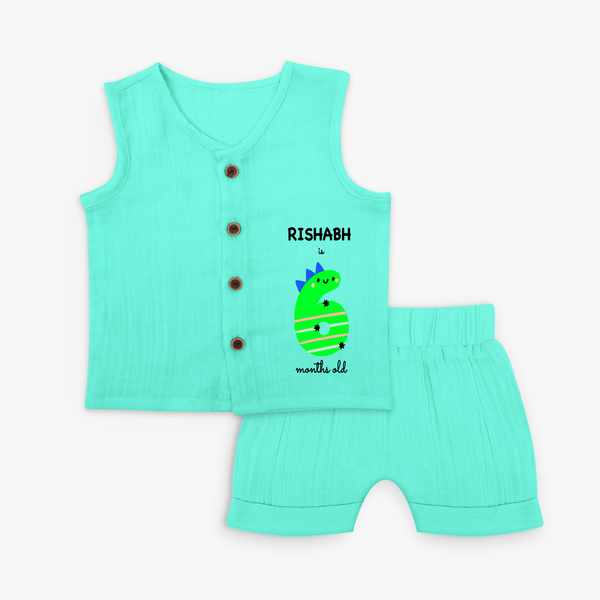 Celebrate The Sixth Month Birthday Custom Jablas, Featuring with your Baby's name - AQUA GREEN - 0 - 3 Months Old (Chest 9.8")