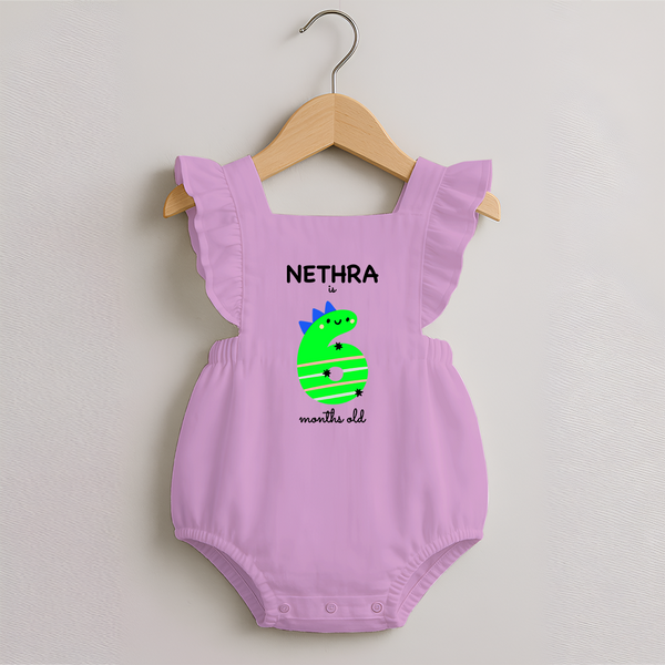 Milestone Romper Frock for 6th Month | Soft Cotton Personalized Romper Frock | Unisex Design - BABY PINK - 0 - 3 Months Old (Chest 19")