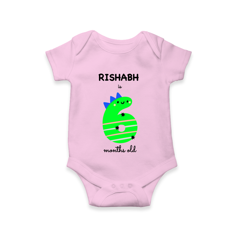 Celebrate The Sixth Month Birthday Custom Romper, Featuring with your Baby's name - PINK - 0 - 3 Months Old (Chest 16")