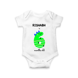 Celebrate The Sixth Month Birthday Custom Romper, Featuring with your Baby's name - WHITE - 0 - 3 Months Old (Chest 16")