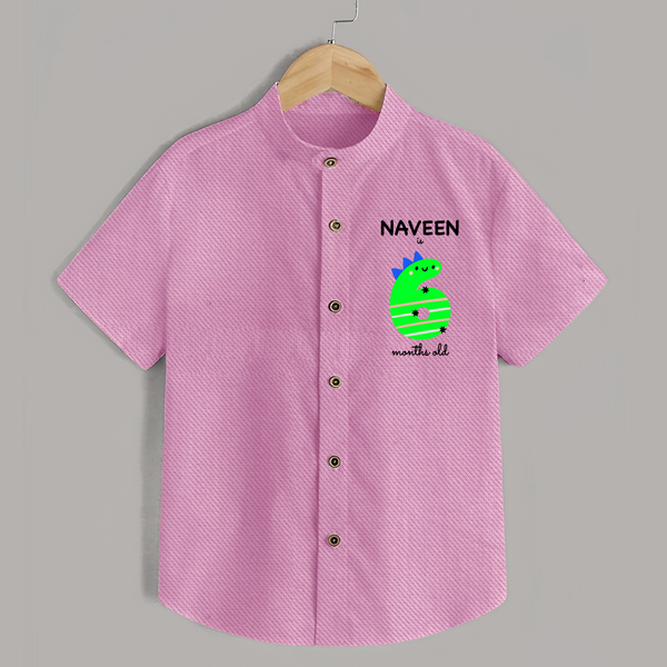 Milestone Shirt for 6th Month | Soft Cotton Personalized Shirt | Unisex Design - BABY PINK - 0 - 6 Months Old (Chest 23")