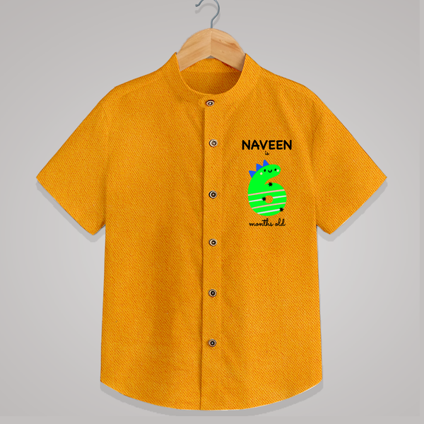 Milestone Shirt for 6th Month | Soft Cotton Personalized Shirt | Unisex Design - CHROME YELLOW - 0 - 6 Months Old (Chest 23")