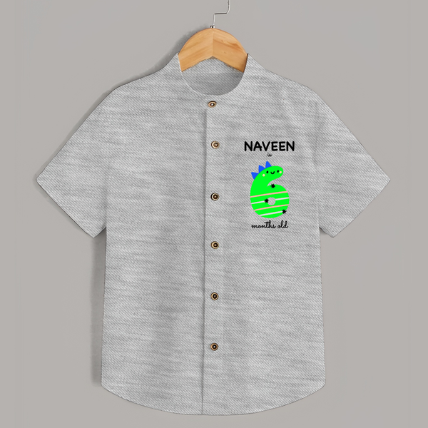 Milestone Shirt for 6th Month | Soft Cotton Personalized Shirt | Unisex Design - GREY - 0 - 6 Months Old (Chest 23")