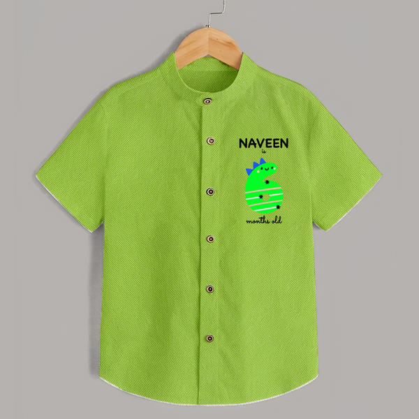 Milestone Shirt for 6th Month | Soft Cotton Personalized Shirt | Unisex Design - LIME GREEN - 0 - 6 Months Old (Chest 23")