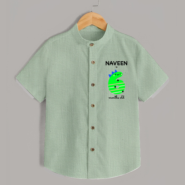 Milestone Shirt for 6th Month | Soft Cotton Personalized Shirt | Unisex Design - MINT GREEN - 0 - 6 Months Old (Chest 23")