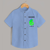 Milestone Shirt for 6th Month | Soft Cotton Personalized Shirt | Unisex Design - SKY BLUE - 0 - 6 Months Old (Chest 23")