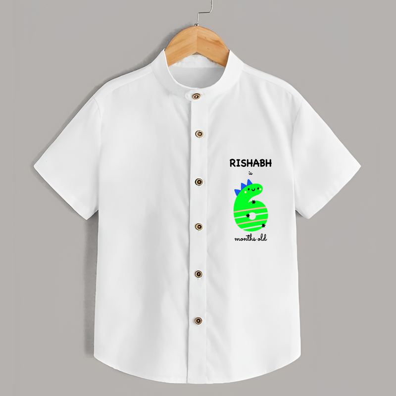 Celebrate The Sixth Month Birthday Custom Shirt, Featuring with your Baby's name - WHITE - 0 - 6 Months Old (Chest 21")