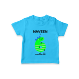 Milestone T-Shirt for 6th Month | Soft Cotton Personalized T-Shirt | Unisex Design - SKY BLUE - 0-5 Months Old (Chest 17")