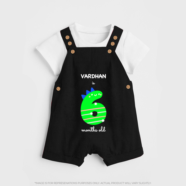 Celebrate Your Baby's 6-Month Journey With Our Beautifully Customized Baby Dungaree Set, Perfect For Capturing Magical Memories - BLACK - 0 - 5 Months Old (Chest 18")