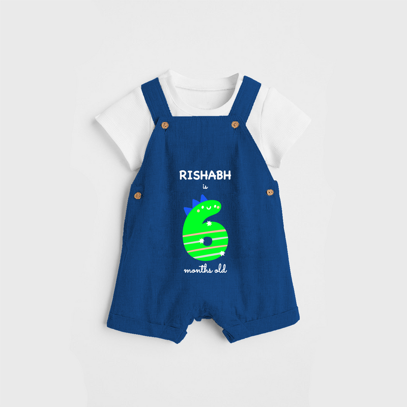 Celebrate The Sixth Month Birthday Custom Dungaree, Featuring with your Baby's name - COBALT BLUE - 0 - 5 Months Old (Chest 17")
