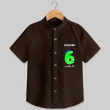 Celebrate The Sixth Month Birthday Custom Shirt, Featuring with your Baby's name - CHOCOLATE BROWN - 0 - 6 Months Old (Chest 21")