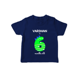 Milestone T-Shirt for 6th Month | Soft Cotton Personalized T-Shirt | Unisex Design - NAVY BLUE - 0-5 Months Old (Chest 17")