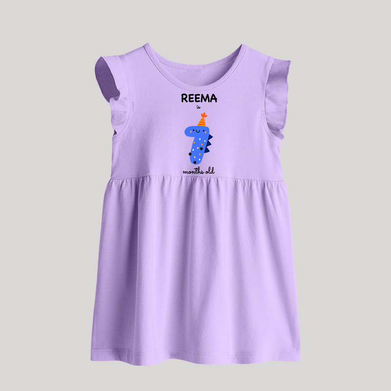 Milestone Baby Frock for 7th Month | Soft Cotton Personalized Baby Frock | Unisex Design - LILAC - 0 - 3 Months Old (Chest 17")