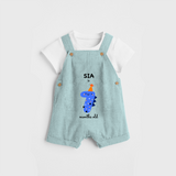 Celebrate The Seventh Month Birthday Custom Dungaree, Featuring with your Baby's name - ARCTIC BLUE - 0 - 5 Months Old (Chest 17")