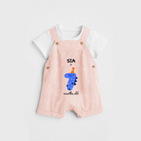 Celebrate The Seventh Month Birthday Custom Dungaree, Featuring with your Baby's name - PEACH - 0 - 5 Months Old (Chest 17")