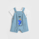 Celebrate The Seventh Month Birthday Custom Dungaree, Featuring with your Baby's name - SKY BLUE - 0 - 5 Months Old (Chest 17")