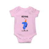 Milestone Romper for 7th Month | Soft Cotton Personalized Romper/Onesie | Unisex Design - BABY PINK - New Born (Chest 14")