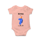 Milestone Romper for 7th Month | Soft Cotton Personalized Romper/Onesie | Unisex Design - PEACH - New Born (Chest 14")