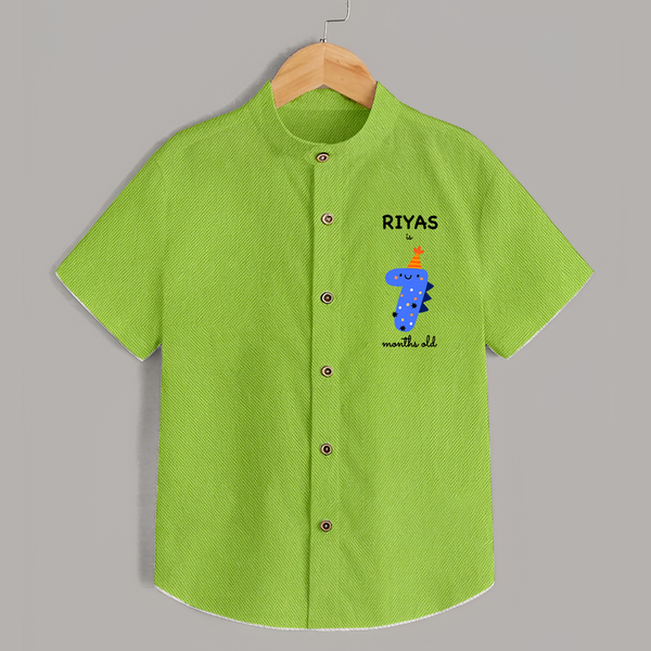 Milestone Shirt for 7th Month | Soft Cotton Personalized Shirt | Unisex Design - LIME GREEN - 0 - 6 Months Old (Chest 23")