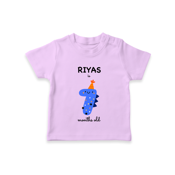 Milestone T-Shirt for 7th Month | Soft Cotton Personalized T-Shirt | Unisex Design - LILAC - 0-5 Months Old (Chest 17")