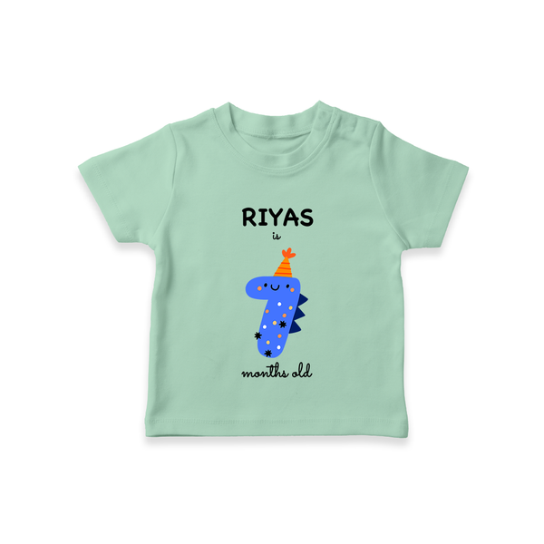 Milestone T-Shirt for 7th Month | Soft Cotton Personalized T-Shirt | Unisex Design - MINT GREEN - 0-5 Months Old (Chest 17")