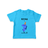 Milestone T-Shirt for 7th Month | Soft Cotton Personalized T-Shirt | Unisex Design - SKY BLUE - 0-5 Months Old (Chest 17")